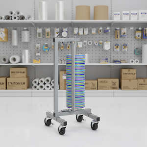 Distributeur et coupe-papier JH-Mech avec 4 roulettes, 36 pouces, acier gris avec revêtement en poudre, coupe-papier vertical - Product Image 2