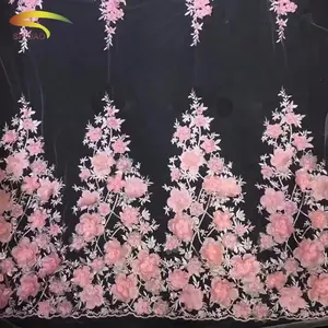 웨딩 드레스를 위한 상한 아프리카 3d 자수 꽃 구슬 신부 레이스 직물