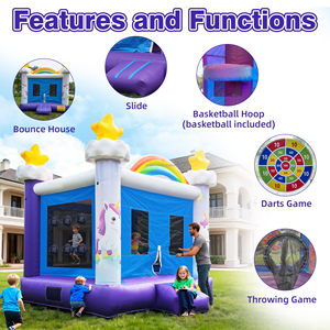 Château gonflable commercial <span class=keywords><strong>Lemon</strong></span> Bounce LM-009, château gonflable pour enfants en plein air, château gonflable arc-en-ciel étoile |   PVC durable - Product Image 3