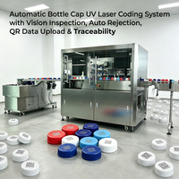 Système intégré de codage laser des bouchons de bouteilles avec inspection visuelle, marquage laser UV, tri automatique, rejet des articles défectueux, téléchargement de données QR