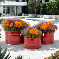 Ventes en gros de pots de fleurs en métal revêtus de poudre écologiques, style moderne, jardinières d'extérieur pour la maison et le jardin