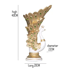 Настольная Ваза в европейском стиле, роскошное украшение для дома, статуя золотого павлина, ваза из смолы