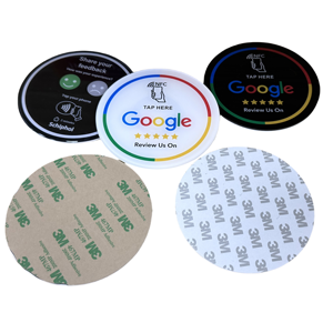 213/215/216 ऐक्रेलिक/एपॉक्सी nfc मेनू संपर्क रहित साइन सोशल मीडिया प्लेट nfc चिप गूगल समीक्षा स्टिकर wirh 3 m चिपकने वाला - Product Image 1