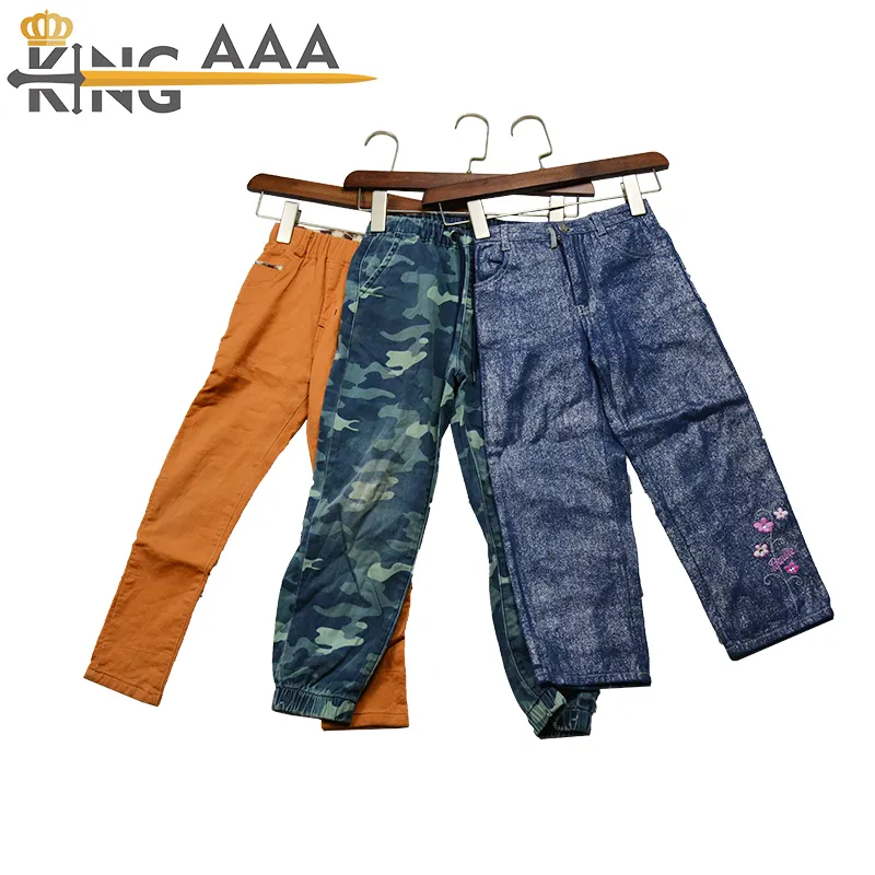 Calça infantil coreana usada, calças para meninos, roupas de tamanho grande para crianças, segunda mão