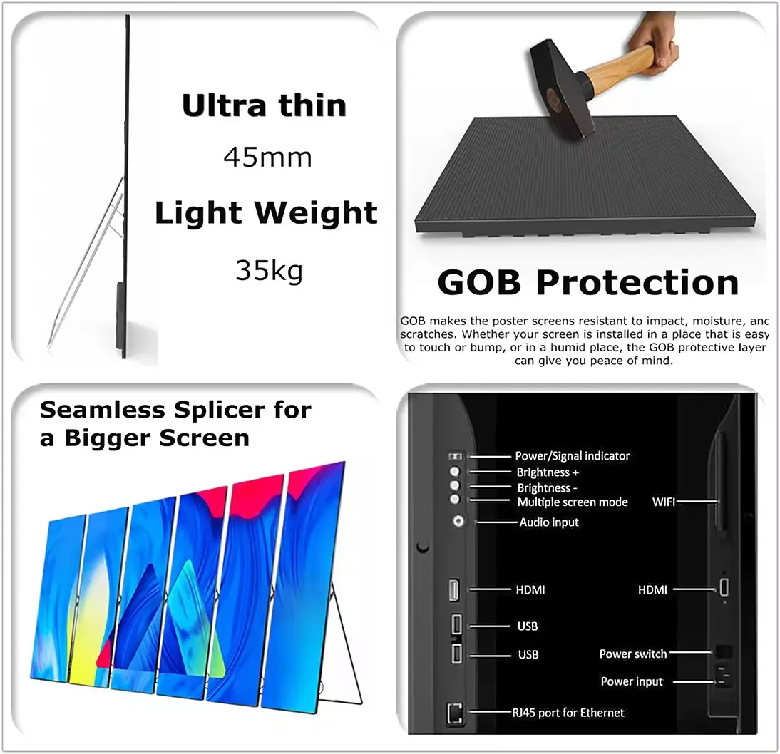 Outdoor Floorstanding Led Panel Advertising Led Poster Display Screen P2.5 P3 Digital Signage And Display