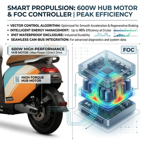 Scooter électrique haute performance pour adultes, 2 places, 600W, batterie LiMn2O4 60V24Ah, cyclomoteur électrique - Product Image 5