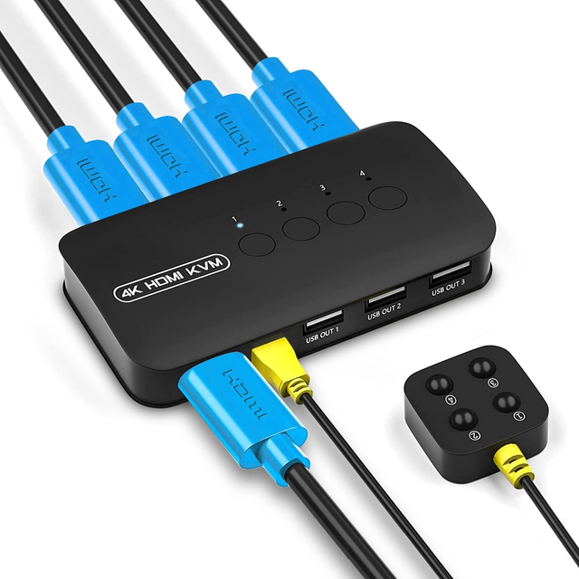HK201 Fjgear Usb2.0 4K Kvm Switch Selector Driver-Free Two Ports Hdmi 3840*2160/30Hz for Computer Connections
