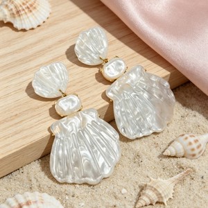 Exaggerated <strong>Handmade</strong> Temperament White Pearl Shell Drop <strong>Earrings</strong> for Women Jewelry - Product Image 4