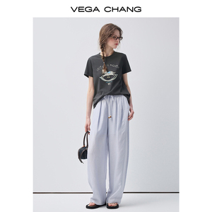 <span class=keywords><strong>Pantaloni</strong></span> Larghi in <span class=keywords><strong>Lino</strong></span> Blu Chiaro a Vita Alta con Coulisse VEGA CHANG, Vestibilità Ampia, Gamba Dritta, Casual, Vendita all'Ingrosso - Product Image 4