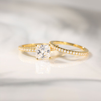 Parures de bagues de mariage OAHLAN 2CT en argent sterling 925, avec pierres CZ taille princesse carrée, pour fiançailles, mariage et promesse, pour femmes