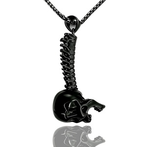 Collar con Colgante de Espina Dorsal de Calavera de Acero Inoxidable, Joyería Gótica Punk para Motociclistas con Diseño Anatómico para Hombres y Estilo Halloween - Product Image 4