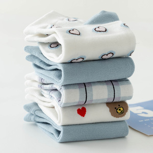Women's Bear Ankle <b>Socks</b> White Blue Cartoon Pattern Breathable Sweat Absorbing Autumn Casual <b>Socks</b> - Product Image 3