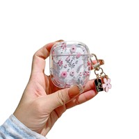 Petite fleur rose perle pendentif étui Airpods 4 pour Apple AirPods Pro 2 fleurs papillon écouteurs étuis coeur porte-clés