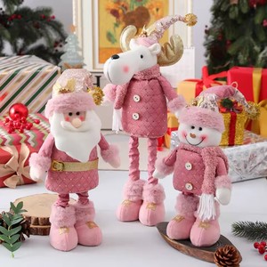 Nuevo producto navideño transfronterizo, patas largas telescópicas rosas, tema navideño, muñeco de nieve, muñeco de alce, juguete, decoración de ventana - Product Image 1