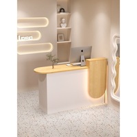 Comptoir de Réception Moderne et Minimaliste en Bois et Métal pour Salon de Beauté, Bar, Caisse Enregistreuse, Couleur Personnalisée