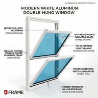 Ventana Estética Blanca y Negra de Aluminio, de Una o Dos Hojas, con Parte Superior Transparente y Vista Amplia desde la Parte Inferior, para Renovación Interior de Dormitorios Acogedores