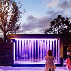 Cortina de impresión decorativa para exteriores con fuente de pantalla láser de corona LED moderna con <span class=keywords><strong>cascada</strong></span> gráfica Digital para decoración de jardín - Product Image 3