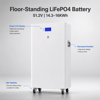 Batterie LiFePO4 sur pied 16 kWh 48 V 300 Ah 314 Ah avec BMS JK/JBD 200 A intégré, 6000 cycles pour stockage d'énergie solaire domestique