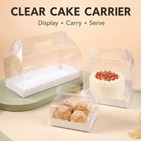 Boîte à gâteau personnalisée avec logo, recyclable, de qualité alimentaire, avec poignées, épaisseur 0,33 mm, petite, en plastique PET transparent pour l'emballage de rouleaux