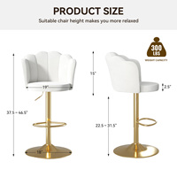 Chaise de bar moderne en similicuir blanc, hauteur réglable, base en métal doré, accoudoirs fixes, design contemporain, mobilier de bar pour la maison