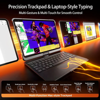 IFacemall Nouvelle coque de clavier transparente pour iPad Pro avec rétroéclairage coloré et emplacement pour stylet, coque rotative à 360° pour Pro 13 3/4/5/6 Gen