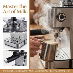 Espresso <b>Coffee</b> Maker with 1350W Power Automatic Cleaning Twin Brewing System and One <b>Touch</b> Control for Easy Operation - Product Image 5