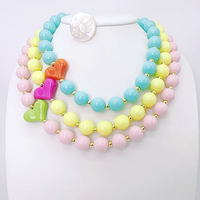CH-LAN1266 Trendy Rood Wit Zwart Ronde Kraal Ketting Acryl Kraal Ketting Koper Hart Charms Ketting Sieraden Groothandel