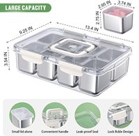 SS304 Snackle Box Behälter, Unterteilte Servierschale mit Deckel und Griff, 8-Fach Snack-Platte für Reisen, Partys, Strand und Picknick