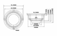 (35-036) Haut-parleur large bande de 3,5 pouces (91 mm) 15W/20W 4/8 Ohm, cône en papier, suspension en caoutchouc, portable, haute sensibilité