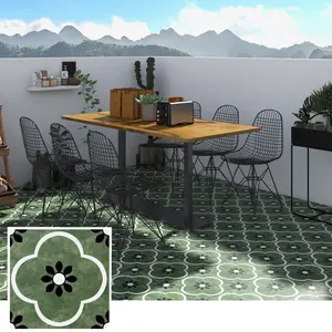 300x300, нескользящая зеленая цветочная керамическая плитка для ванной, кухни, ванной комнаты, балкона, напольная плитка, художественная плитка