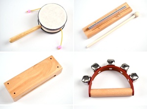 Ensemble d'instruments de percussion en bois avec tambourin, maracas, castagnettes et plus encore pour l'éducation musicale des enfants et des bébés - Product Image 6