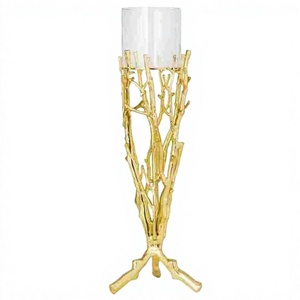 Luxury Gold Platted Metal Candle Stand For Sale Modern Design Metal And <b>Glass</b> Gold Finished Candle Stand With Affordable Prices - Product Image 1