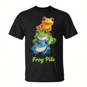 T-shirt Frog Pile avec motif d'ormeaux colorés empilés pour un usage ludique - Product Image 2