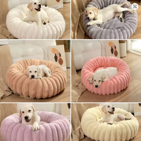 Lit rond en peluche pour grands chiens, chaud pour l'hiver, classique, dessin animé, lavable, disponible toute l'année