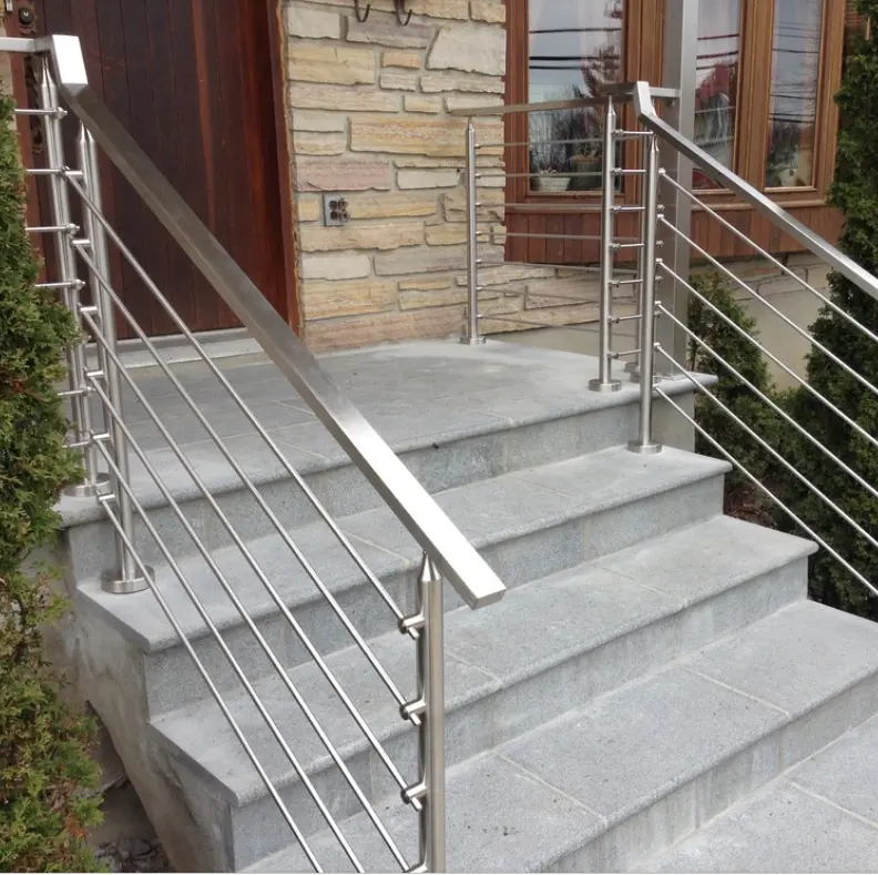 เหล็ก Handrails สำหรับบันไดภายนอกที่เรียบง่ายราวออกแบบสำหรับราวระเบียงระบบ