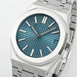 นาฬิกาข้อมือสแตนเลสสตีลรุ่นฉลองครบรอบ 15510 ดีไซน์เหลี่ยมหลายมุม สีน้ำเงิน พื้นผิวแบบ 3 มิติ พร้อมกลไก 4302 - Product Image 2