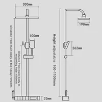 Système de douche thermostatique de luxe en aluminium chromé avec touches de piano, pommeau de douche mural massant et douchette à main pour salle de bain d'hôtel