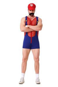 Costume d'Halloween <span class=keywords><strong>Mario</strong></span> pour <span class=keywords><strong>homme</strong></span>, taille adulte, robe en polyester, kit de cosplay avec vêtements fantaisie, marque Huayi, en stock - Product Image 2