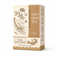 Teh Ginseng Vitalitas Campuran Ginseng Amerika Astragalus Ophiopogon Krisan Goji Berry Teh Herbal OEM Label Pribadi 8g X10