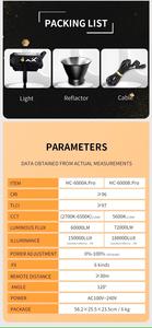 HC-6000A <span class=keywords><strong>Nicefoto</strong></span> ไฟหรี่แสงได้ต่อเนื่อง2700-6500K สองสีเหมาะสำหรับสตูดิโอถ่ายภาพระดับมืออาชีพ - Product Image 6