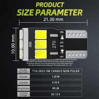 JIACHI T10 9SMD 2835 Puces Led W5W 194 Car Styling Side Wedge Carte Porte Lecture Feu Arrière Ampoule Blanc DC 12V Pas de Polarité