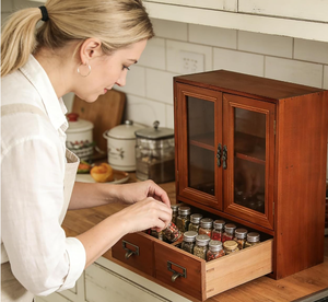 Prix de gros usine : Boîtes de rangement en bois vintage écologiques avec portes et tiroirs en verre - Product Image 6
