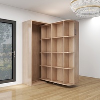 Lit mural rabattable multifonctionnel de style moderne avec bibliothèque rotative intégrée, panneau mural souple, bureau, quincaillerie dissimulée, lits Murphy