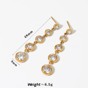 Pendientes Colgantes de Diseño Moderno y Lujoso, Chapados en Oro, con Circonita Cúbica, de Acero Inoxidable, para Mujer - Product Image 6