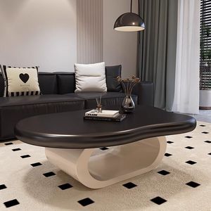 Mesa de Centro de Diseño Italiano Minimalista, Estilo Nube, Mármol Sintético Crema, Moderna, para Apartamentos Pequeños, Estilo Lujoso Ligero - Product Image 4
