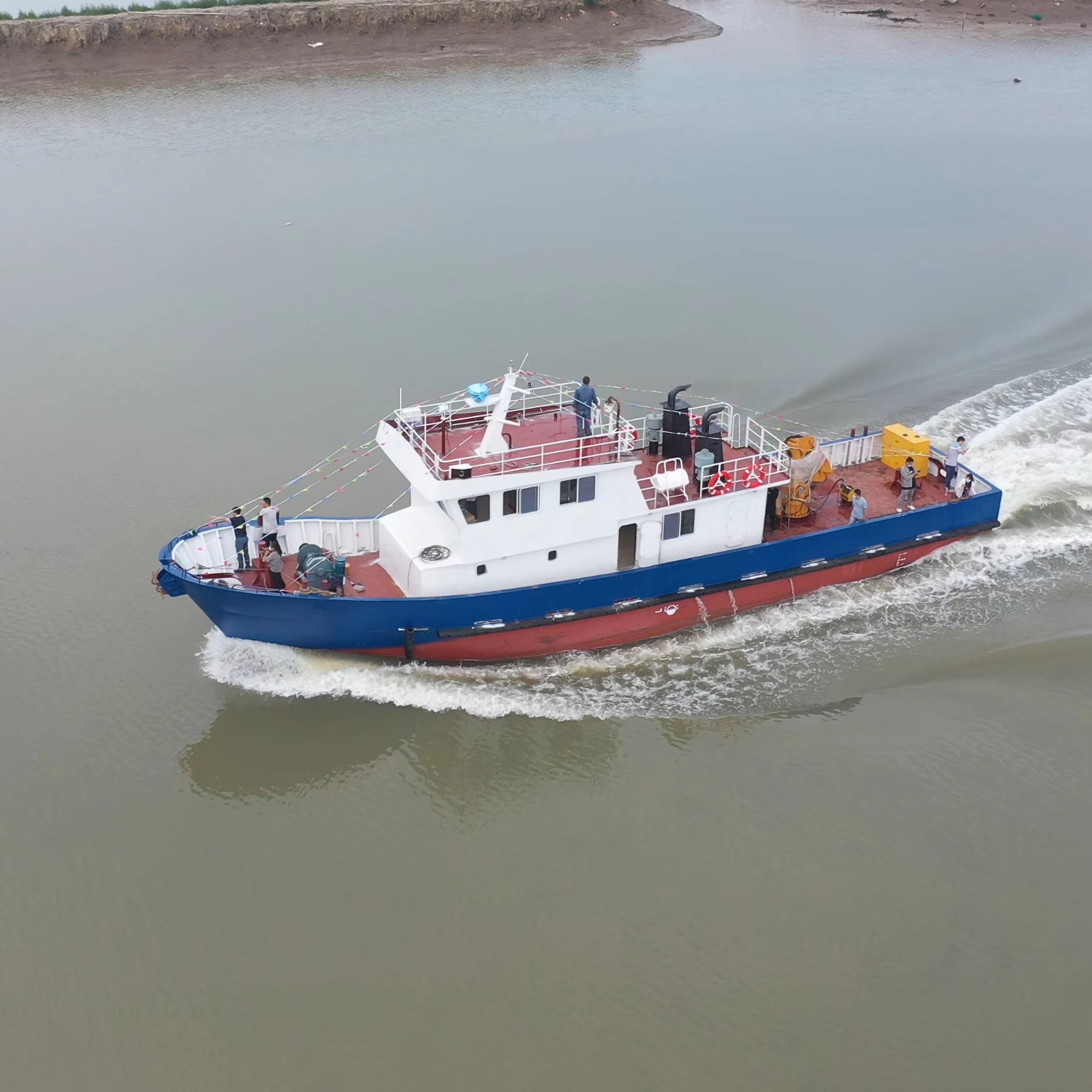 Grandsea 80FT плавучий кран баржа маленькая баржа лодка стальной материал Рабочая лодка для продажи