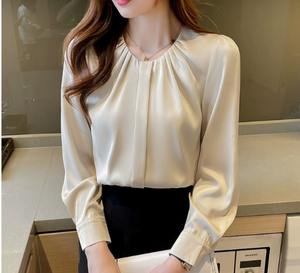 Nuova camicetta estiva <span class=keywords><strong>Beige</strong></span> bianca camicia da <span class=keywords><strong>donna</strong></span> 2025 eleganti camicette larghe a maniche lunghe Top 8987 # # - Product Image 2