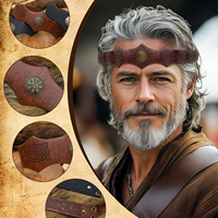 Bandeau Viking Vegvisir en cuir PU, Bandeau médiéval celtique, Coiffe LARP, Accessoires de costume pour Halloween, Cosplay, TV et Cinéma
