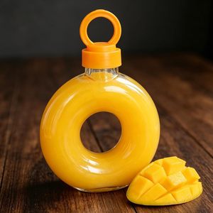 Botella de Plástico Redonda Tipo Donut de Alta Calidad, 16oz/500ml, para Té con Leche, Jugos y Bebidas, Resistente a Altas Temperaturas - Product Image 2