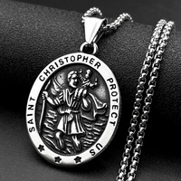 Nouveau pendentif en acier inoxydable Garde Chrétien, bijou rétro nordique avec lettre